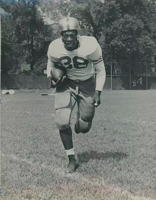 Bobby Grier (#38) running with the football, University of Pittsburgh archival photograph